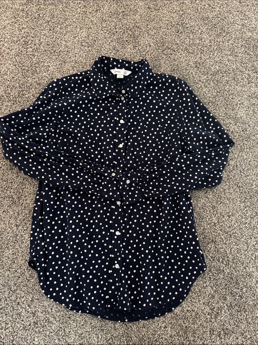 Women’s Navy Polka Dot Button-Down Shirt